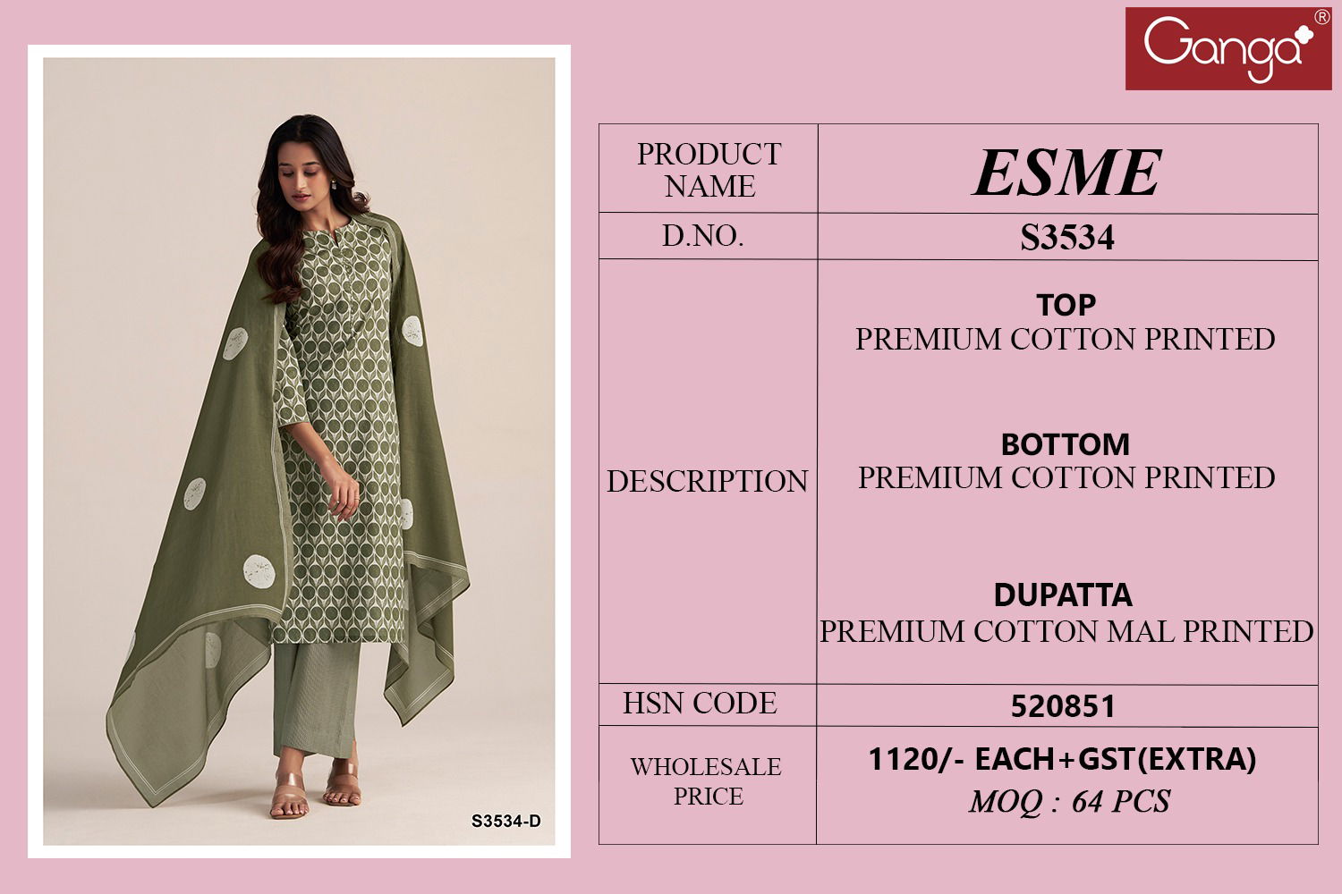 Esme By Ganga Cotton Printed Wholesale Designer Salwar Suit Suppliers In Mumbai